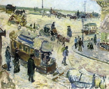 カミーユ・ピサロ Painting - 路面電車のあるルーアンレピュブリック広場 1883年 カミーユ・ピサロ